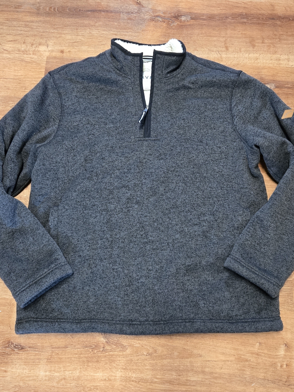 Orvis Men's Dark Charcoal Half-Zip Knit Sherpa Lined Pullover Size Large